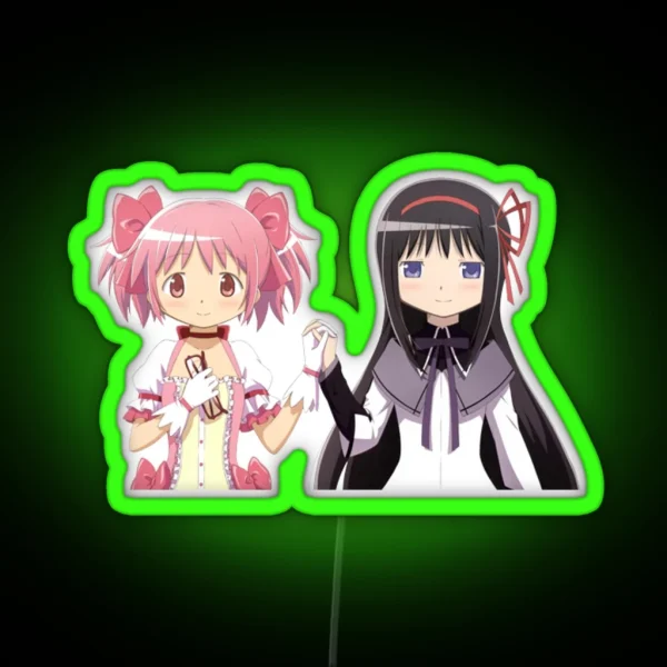 Madoka And Homura Puella Magi Madoka Magica RGB Neon Sign