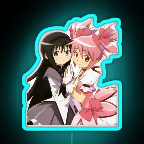 Madoka And Homura Puella Magi Madoka Magica RGB Neon Sign