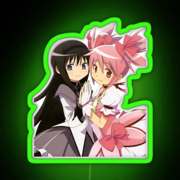 Madoka And Homura Puella Magi Madoka Magica RGB Neon Sign