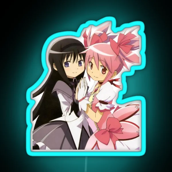 Madoka And Homura Puella Magi Madoka Magica RGB Neon Sign