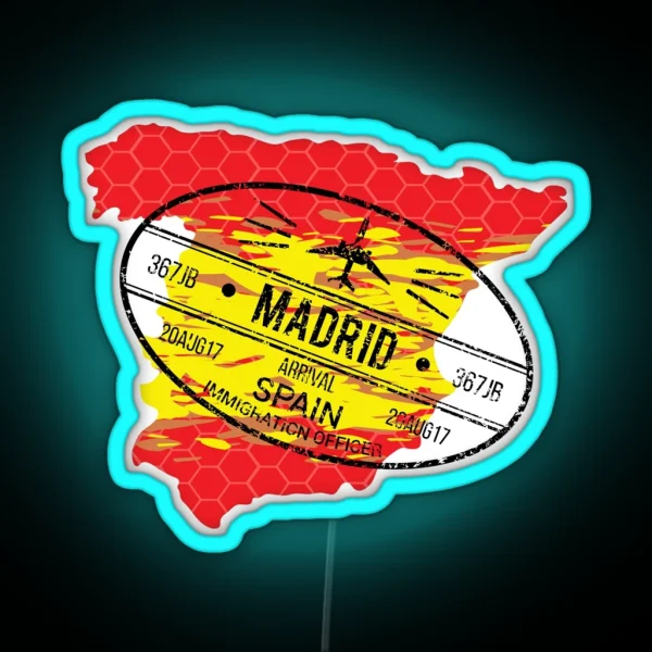 Madrid Passport Stamp RGB Neon Sign