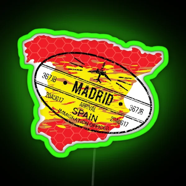 Madrid Passport Stamp RGB Neon Sign