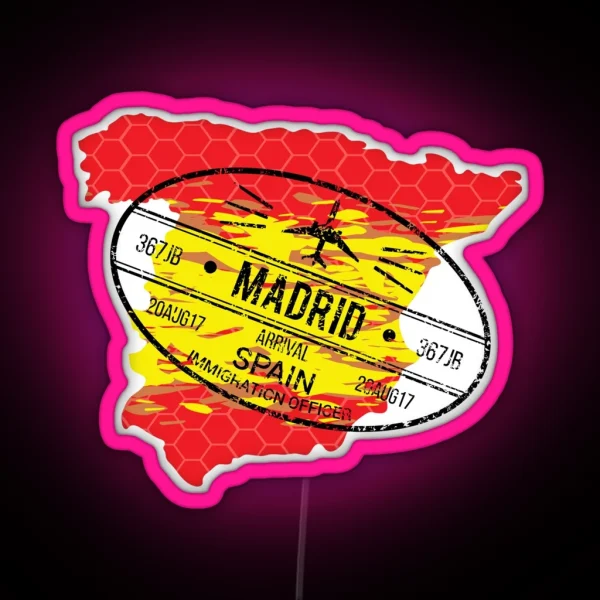 Madrid Passport Stamp RGB Neon Sign