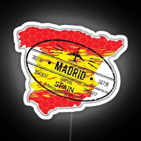 Madrid Passport Stamp RGB Neon Sign