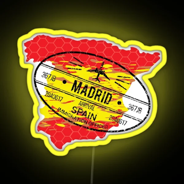 Madrid Passport Stamp RGB Neon Sign