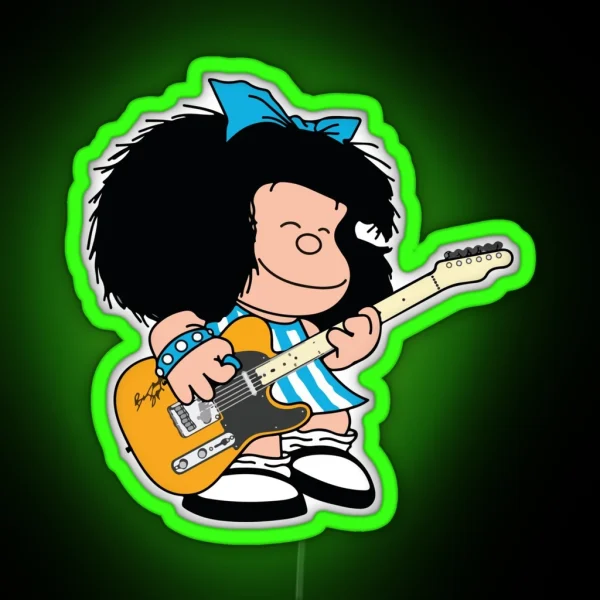Mafalda Quino Playing Guitar Music RGB Neon Sign