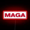 rgb neon sign displaying maga in red