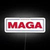 MAGA neon sign in vibrant RGB colors on white.