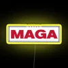 MAGA RGB neon sign with vibrant yellow glow