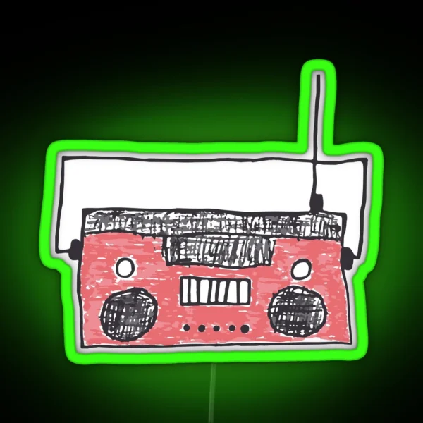 Magic Boom Box Red Version RGB Neon Sign
