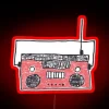 RGB neon sign of a red magic boom box.