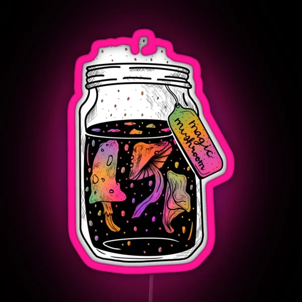 Magic Mushroom Mason Jar Rainbow RGB Neon Sign
