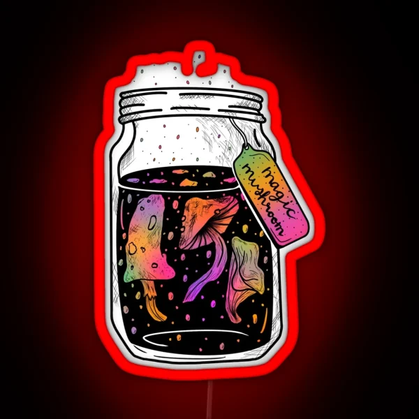Magic Mushroom Mason Jar Rainbow RGB Neon Sign