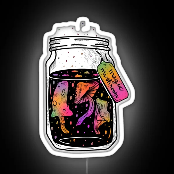 Magic Mushroom Mason Jar Rainbow RGB Neon Sign