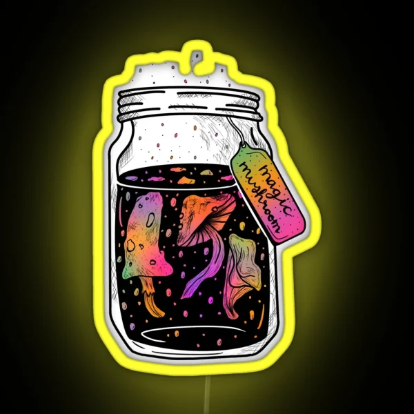 Magic Mushroom Mason Jar Rainbow RGB Neon Sign