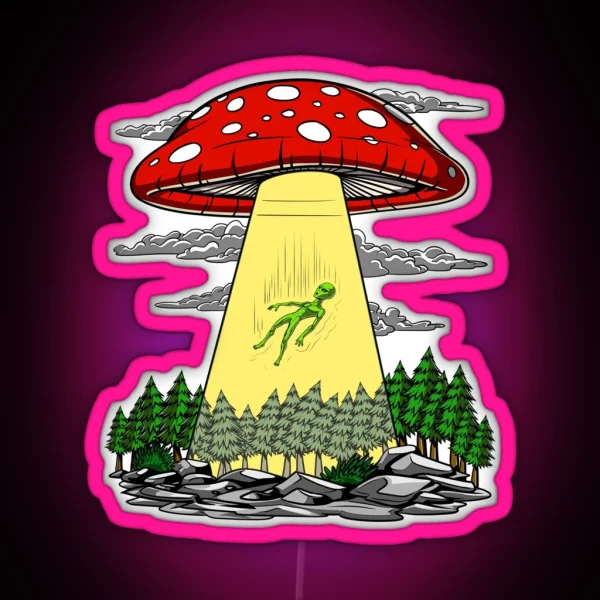 Magic Mushrooms Alien Abduction RGB Neon Sign
