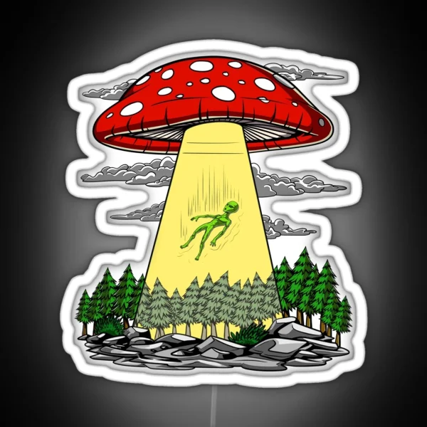 Magic Mushrooms Alien Abduction RGB Neon Sign