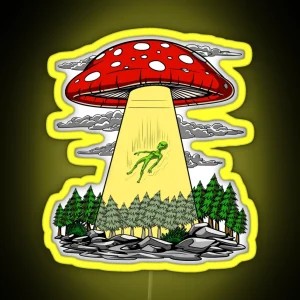 Magic Mushrooms Alien Abduction RGB Neon Sign