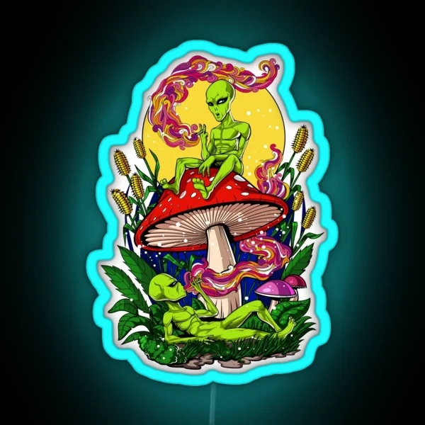 Magic Mushrooms Aliens RGB Neon Sign