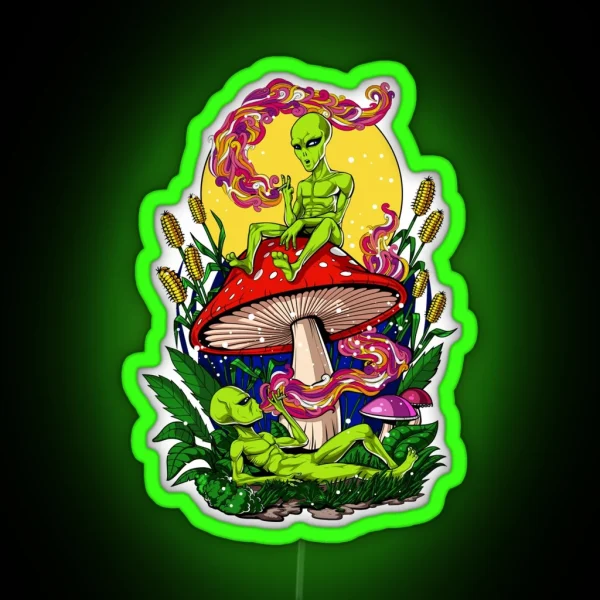 Magic Mushrooms Aliens RGB Neon Sign