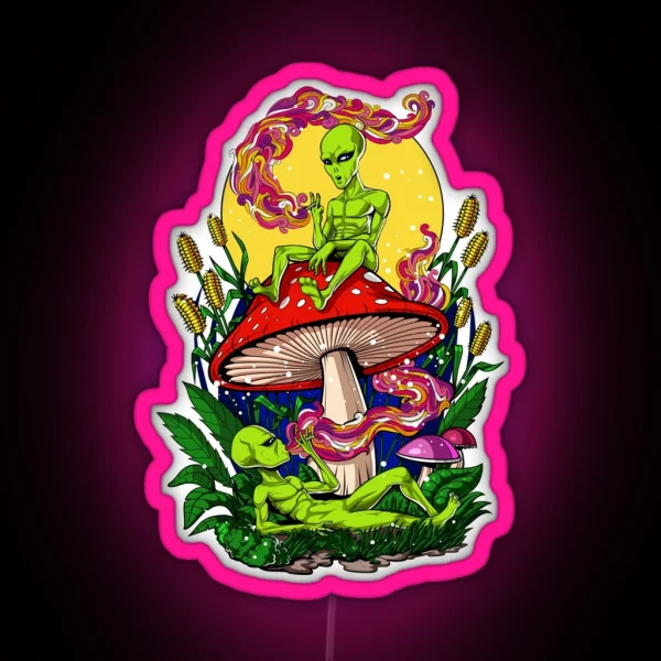 Magic Mushrooms Aliens RGB Neon Sign