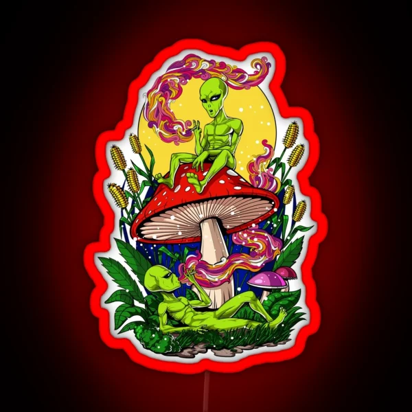 Magic Mushrooms Aliens RGB Neon Sign