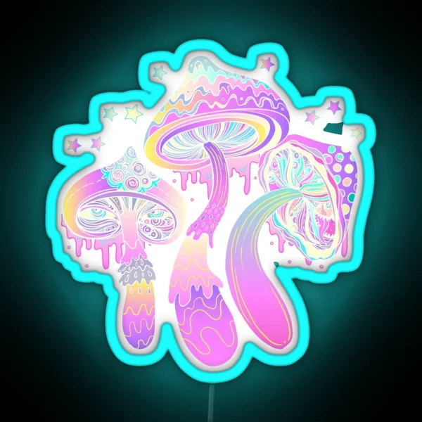Magic Mushrooms Pattern RGB Neon Sign
