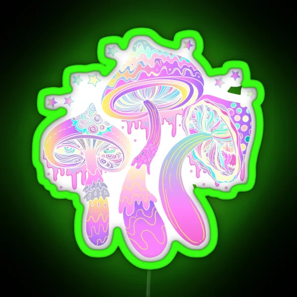 Magic Mushrooms Pattern RGB Neon Sign