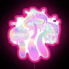 neon sign featuring a vibrant magic mushroom pattern with rgb colors and a pink glow