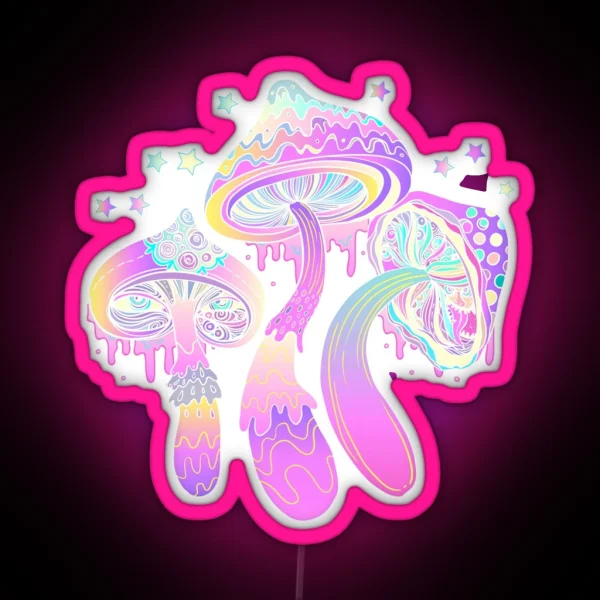 Magic Mushrooms Pattern RGB Neon Sign