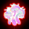 RGB Neon Sign Featuring a Vibrant Magic Mushroom Pattern in Red Tones.