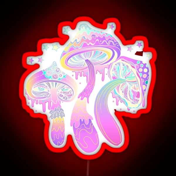 Magic Mushrooms Pattern RGB Neon Sign