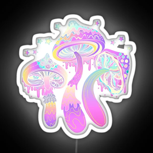 Magic Mushrooms Pattern RGB Neon Sign