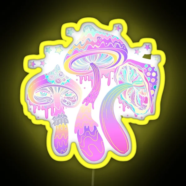 Magic Mushrooms Pattern RGB Neon Sign