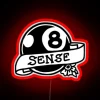 Magic 8 Ball neon sign with RGB lighting in red.