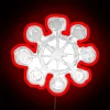 RGB neon sign featuring Mahoraga's Wheel in vibrant red tones with bold graphic elements.