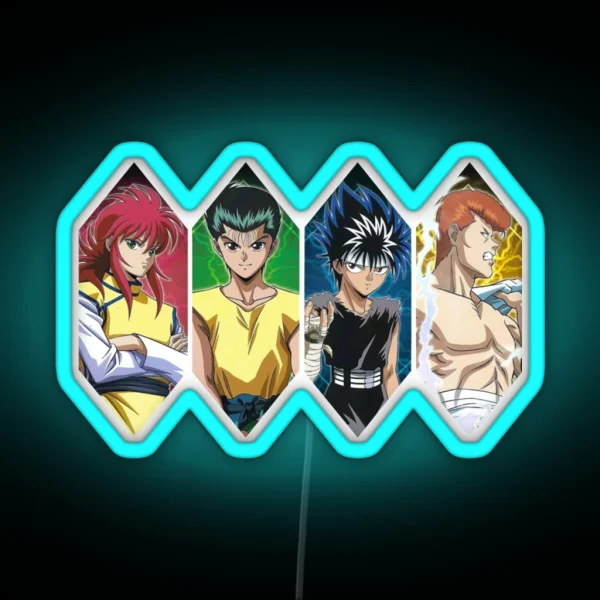 Main Characters Hakusho Yu Adventure Manga RGB Neon Sign