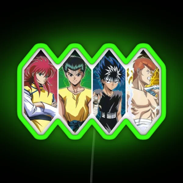 Main Characters Hakusho Yu Adventure Manga RGB Neon Sign