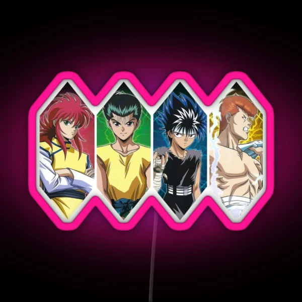 Main Characters Hakusho Yu Adventure Manga RGB Neon Sign