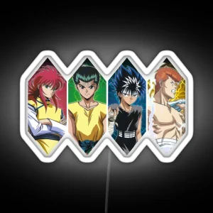 Main Characters Hakusho Yu Adventure Manga Classic RGB Neon Sign