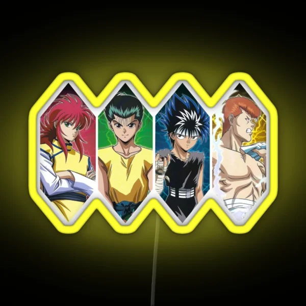 Main Characters Hakusho Yu Adventure Manga RGB Neon Sign