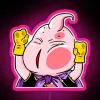 Majin Buu funny peeker RGB neon sign in vibrant pink.