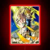 Neon RGB sign of Majin Vegeta featuring vibrant colors with a red glow.