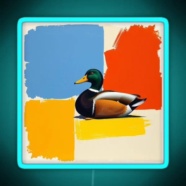 Mallard Duck And Abstract Color Blocks RGB Neon Sign