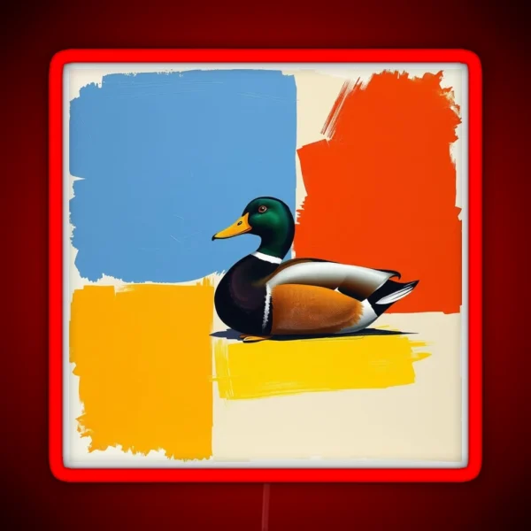 Mallard Duck And Abstract Color Blocks RGB Neon Sign
