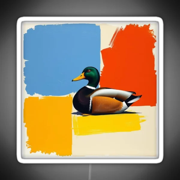 Mallard Duck And Abstract Color Blocks RGB Neon Sign