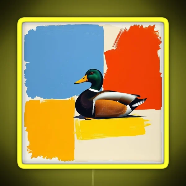 Mallard Duck And Abstract Color Blocks RGB Neon Sign