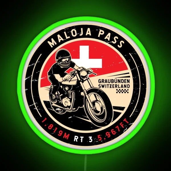 Maloja Pass Switzerland Motorcycle RGB Neon Sign