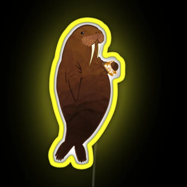 Manatee With Cold Brew Coffee RGB Neon Sign