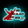 manchester united 1999 treble solskjaer won it neon sign rgb blue